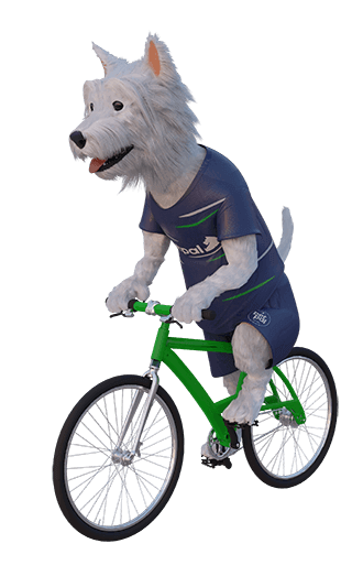 SmartphoneGambler mascot riding a bike