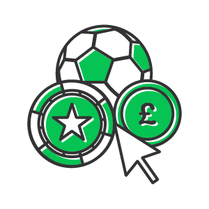 football, casino chip and mouse coursor icon
