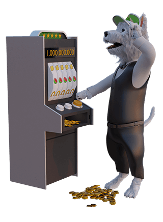 SmartphoneGambler dog mascot playing a slot game