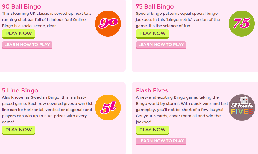 bingo games at 888ladies