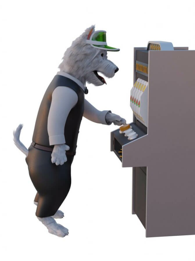 SmartphoneGambler dog mascot playing slot games
