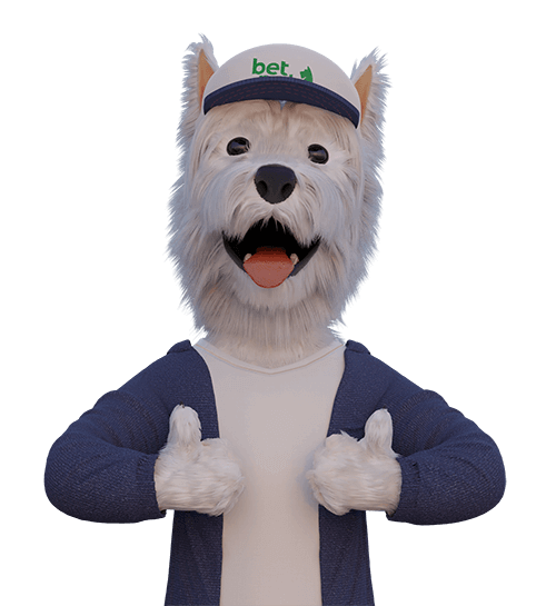 SmartphoneGambler dog mascot with thumbs up