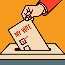 elections hand throwing a vote in a ballot graphic