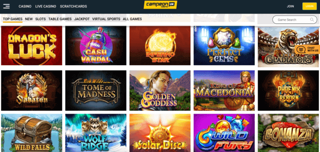 CampeonUK Casino - example of games