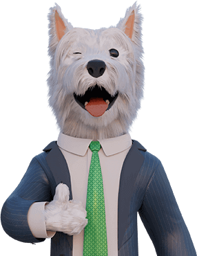 SmartphoneGambler dog mascot with thumbs up