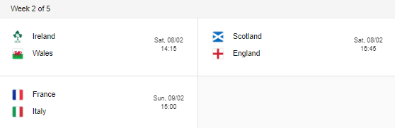 six nations 2020 week 2 of 5 fixtures