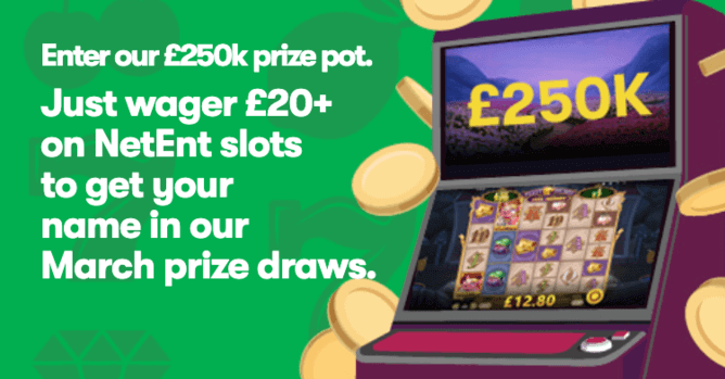 Wager £20 on Slots and Enter the March Prize Draws at 10Bet